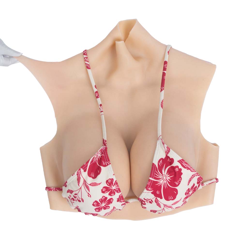 High Neck Realistic Silicone Breast Forms for Crossdressers Fake Boob Prosthetic Breasts