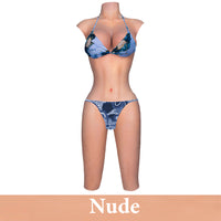 Body en silicone pour travesti, short longueur genou avec forme de poitrine