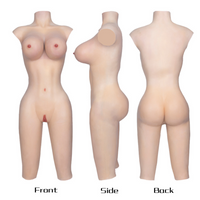 Body en silicone pour travesti, short longueur genou avec forme de poitrine