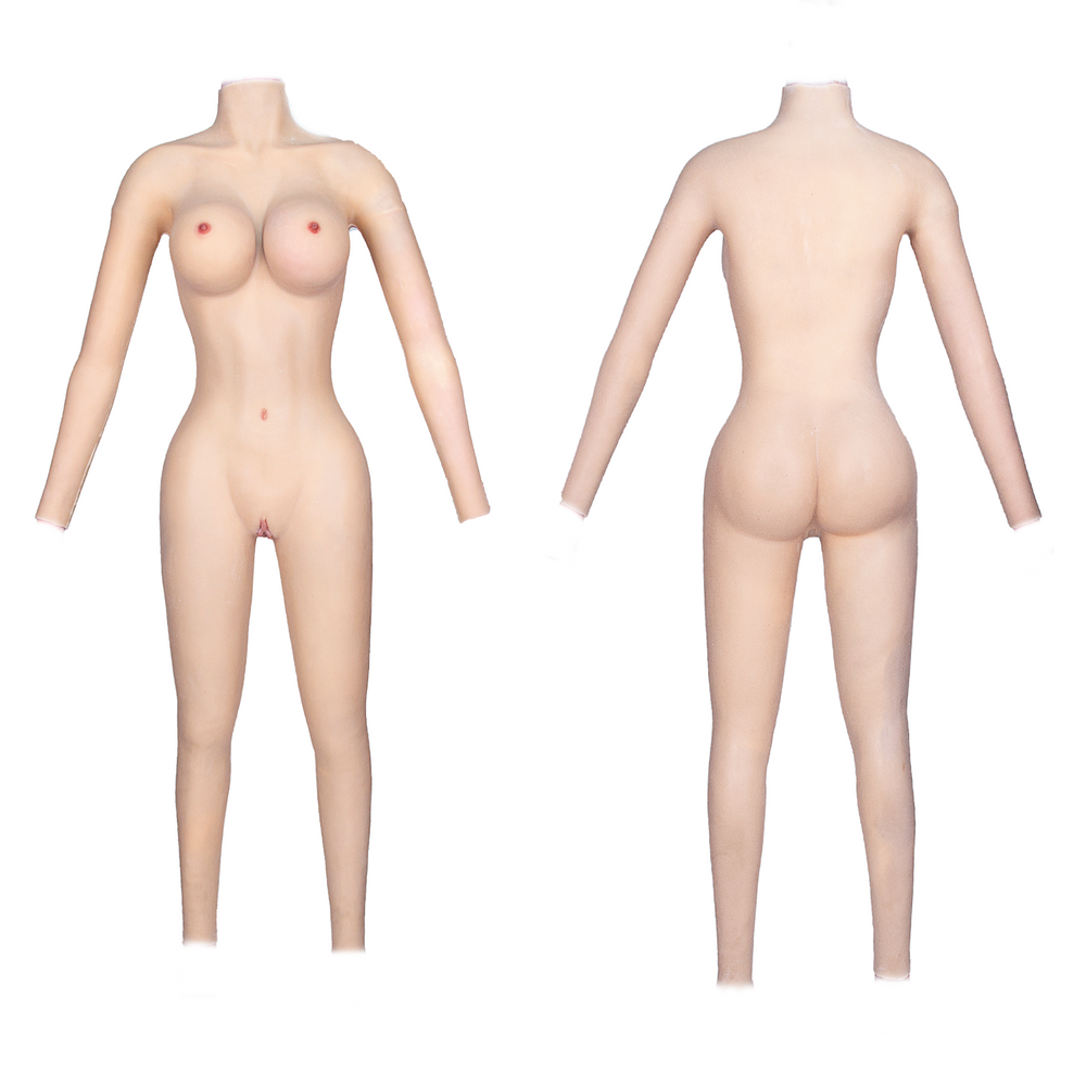 Crossdresser Ganzkörperanzüge mit künstlichen Brüsten Silikonbrüste mit künstlicher Vagina