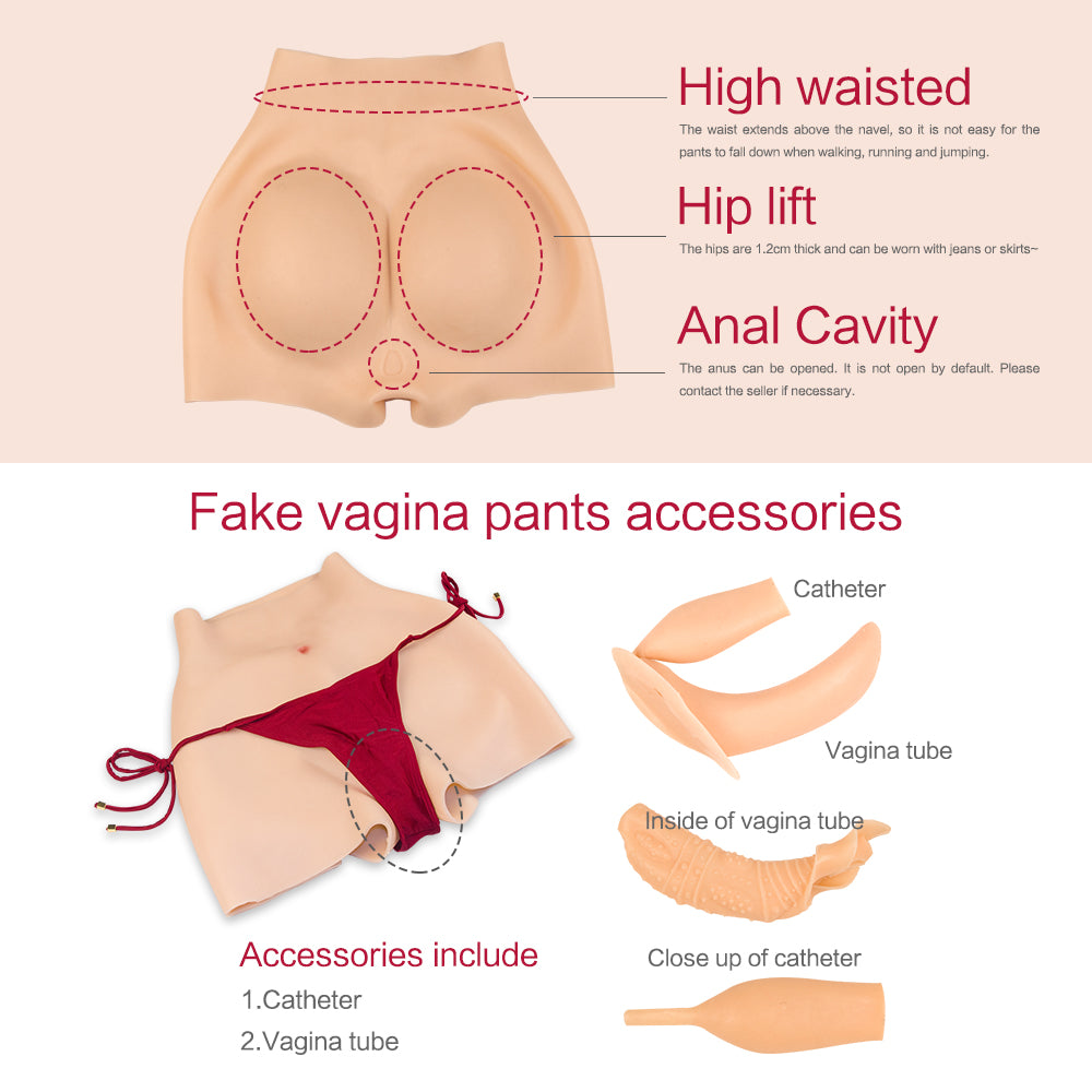 Realistic Vagina Panties Shemale Pussy Pants Hip Enhancer Silicone Soft