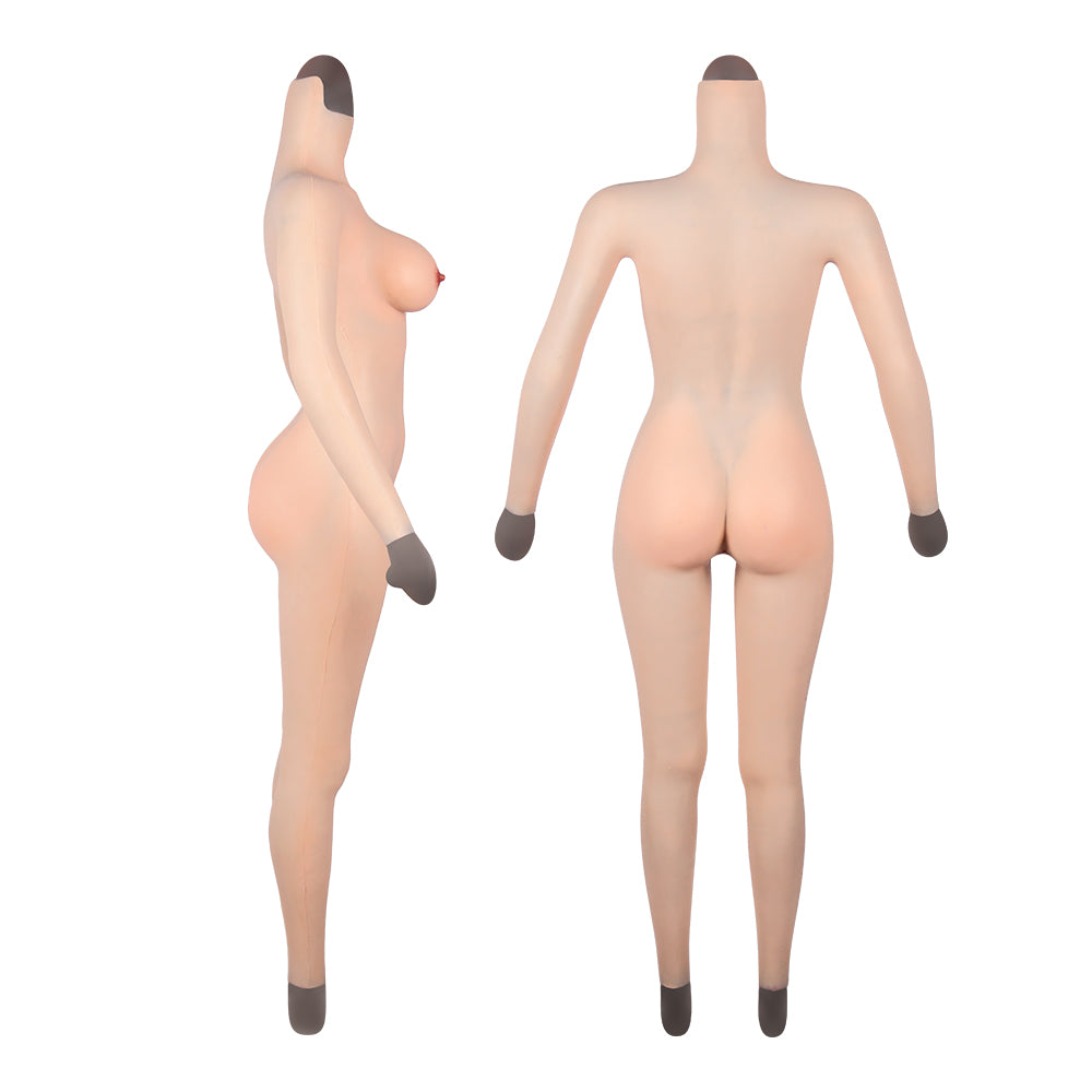 Crossdresser Ganzkörperanzüge mit künstlichen Brüsten Silikonbrüste mit künstlicher Vagina