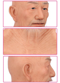Masque en silicone masculin artificiel fait main de visage de vieil homme